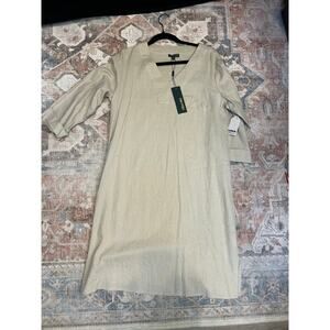For Cynthia NWT Beige Linen Shift Dress, Sz Large, MP $120